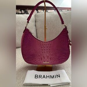 Brahmin Bekka Shoulder Bag Raspberry Berry Croc Embossed